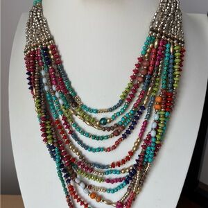 Bright Colored Multicolor Beaded Necklace/ measures 18-22 in length